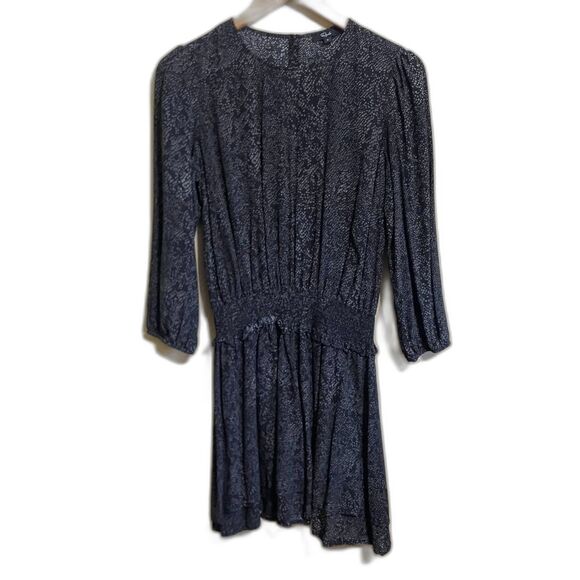 Rails Inez slate python grey snake print smocked boho mini dress S - Picture 1 of 12